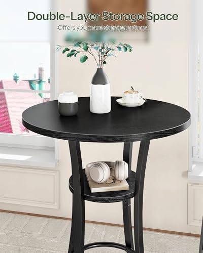 Round Bar Table, 2-Tier High Top & Counter Height Dining Table, Small Kitchen - Image 5
