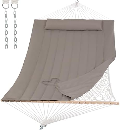 Hammocks 2 Person Hammock with Hardwood Spreader Bar, Double Rope Hammock with by SUNCREAT