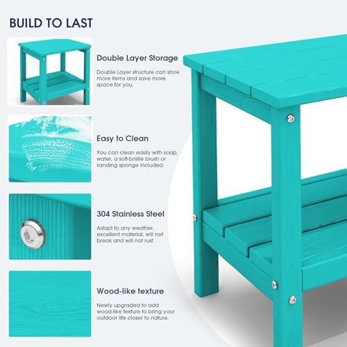Outdoor Side Table Set of 4, Double Layer Adirondack End Table- Aruba - Image 5