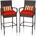 Sundale Outdoor Wicker Bar Stool Set of 2, Patio Counter Height Pub Chair by SundaleOutdoor