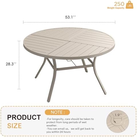 VICLLAX Round Patio Table with Adjustable Umbrella Hole - Image 3