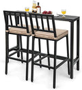 COSTWAY 3 Piece 48" Outdoor Patio Bar Set, Metal Bar Table and Chairs Set by COSTWAY