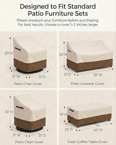 4-Piece Patio Furniture Cover Set, Waterproof Outdoor Furniture Covers - Image 3