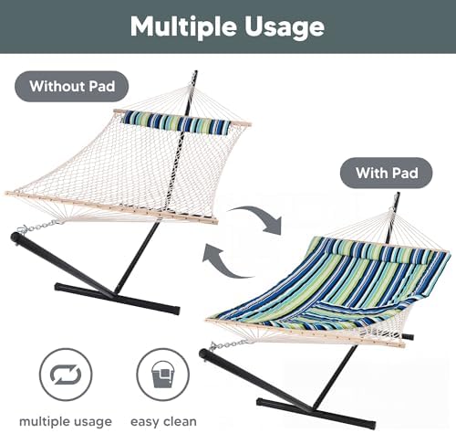 SUNCREAT Hammocks Double Cotton Rope Hammock - Image 3