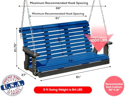 Poly Lumber Wood 5FT Porch Swing Amish Craftsmandship Made in USA HDPE - Image 2