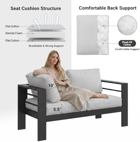 4 Seats Outdoor Patio Set, Aluminum Outside Furniture - Image 6