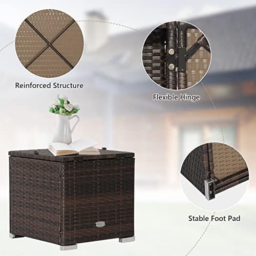 ORALNER 16" Outdoor Ottoman, All-Weather Rattan Cube Footstool w/Removable - Image 7