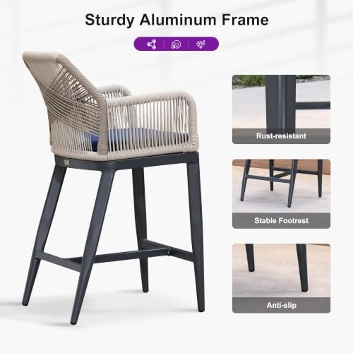 PURPLE LEAF 1 Piece Counter Height Bar Stool - Image 6