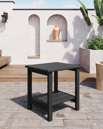2 Pack Adirondack Outdoor Side Table 18”x15“, HDPE 2-Tier Patio End Table - Image 7
