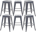 24 Inch Grey Metal Counter Stools by Unknown