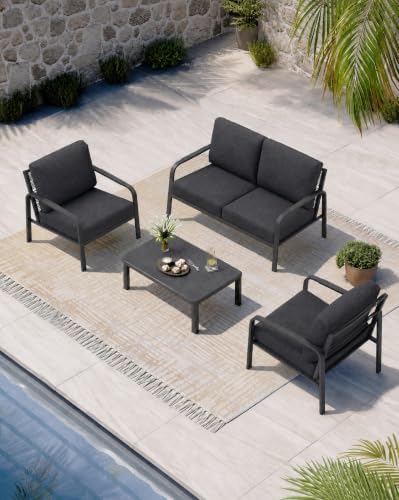 4-Piece Aluminum Patio Set, 2 Chairs & Side Table - Image 2