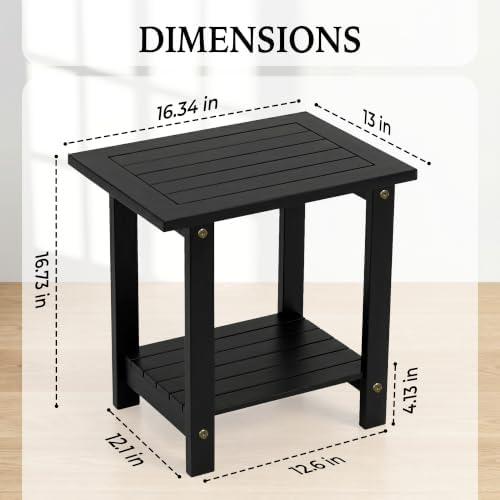 Small Wood Side Table, 2-Tier Acacia End Table, Indoor and Outdoor - Image 3