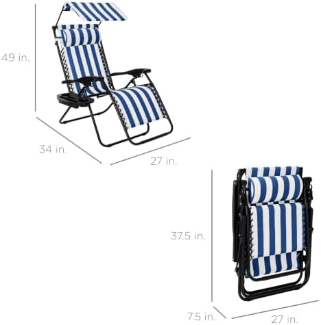 Best Choice Products Zero Gravity Chair Recliner w/ Canopy Shade - Image 2