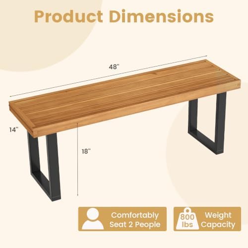 Tangkula Acacia Wood Outdoor Bench - Image 3