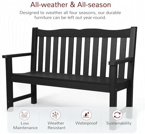 Stoog 2-Person Outdoor Bench, All-weather HIPS Garden Bench - Image 4