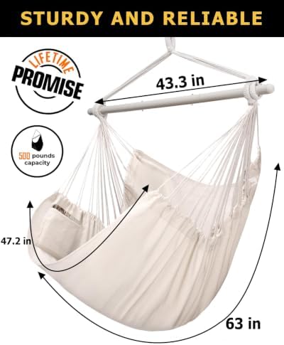 ADVOKAIR Hammock Chair Swing 500lbs Steel Bar Multi-Size Bedroom&Porch - Image 4