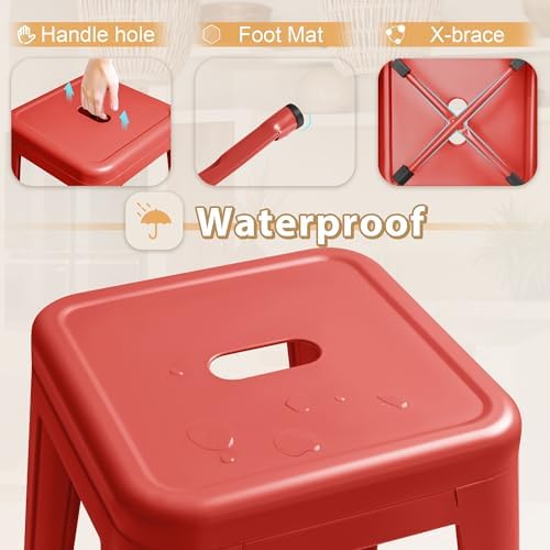 Furmax 30'' Metal Bar Stools Set of 4, Stackable - Image 4