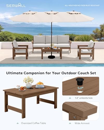 SERWALL HDPE Outdoor Patio Furniture Set Outdoor Couch - Image 5