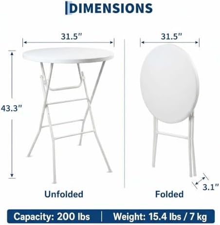 32 Inch Round Folding Cocktail Table - Image 3