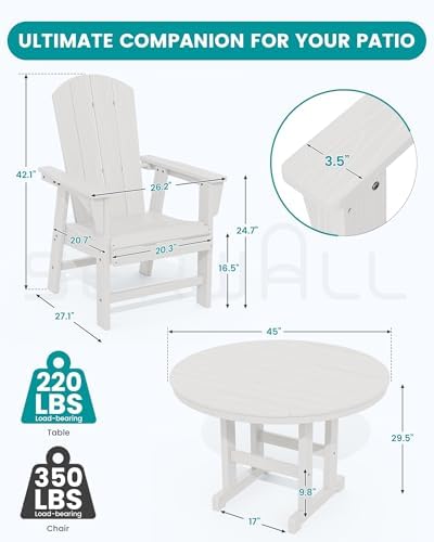 SERWALL Outdoor Adirondack Dining Chair Set of 2, All-Weather HDPE - Image 3