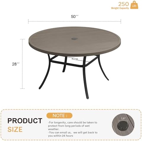VICLLAX 50" Outdoor Round Patio Table - Image 3