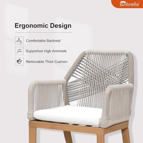 PURPLE LEAF Oversized Patio Round Dining Set 5 Pieces - Image 3
