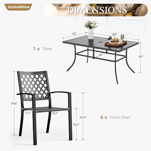 Sophia & William Patio Table and Chairs Set, Outdoor Dining Set - Image 7