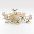9 Pcs Aluminum Outdoor Dining Set, 8 Swivel Chairs & Rectangle Table by SeeHill