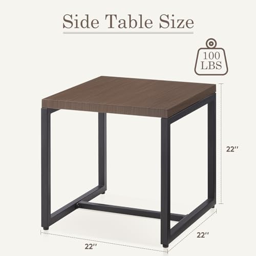 Small Outdoor Side Table: 50 Lbs Weight Capacity Square Metal Patio Side Table - Image 2