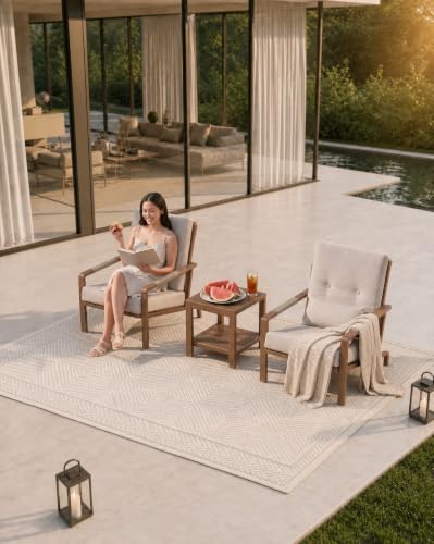 3 Piece Aluminum Patio Bistro Set Outdoor 2 Chairs Side Table - Image 5
