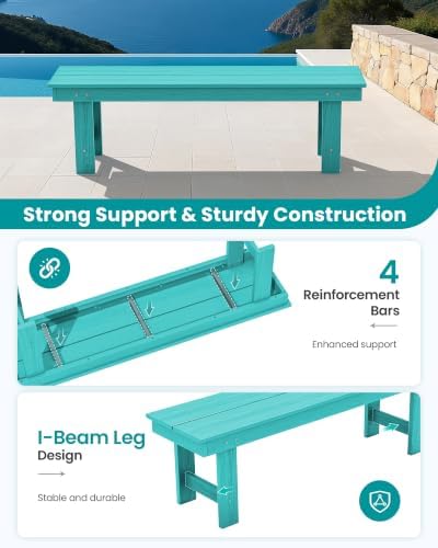 SERWALL 2-Person Backless Outdoor Bench 56 Inches, 2 Pack - Image 5