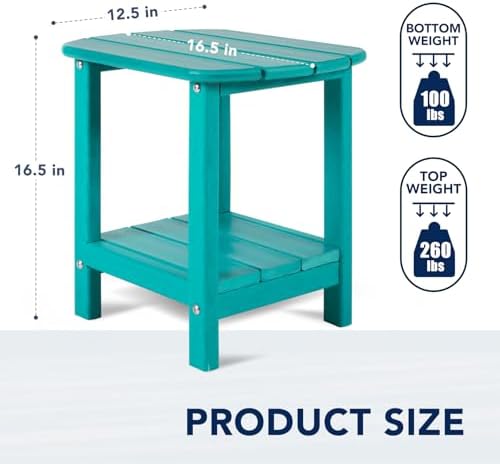 nalone Adirondack Side Table 16.5" Outdoor Side Table HDPE Plastic Double - Image 3