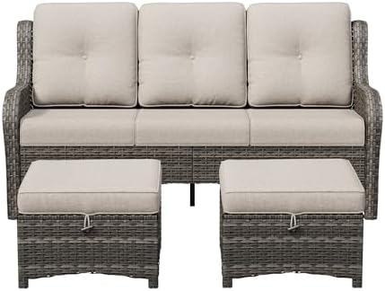 3-Piece Outdoor Couch Set, Include Wicker Patio Sofa by Gardenbee