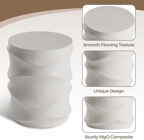 COSIEST Set of 2 Outdoor Side Table, 2 Pieces Concrete Side Table - Image 4