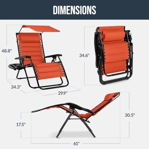 Best Choice Products Oversized Padded Zero Gravity Chair Recliner w/ Canopy - Image 2