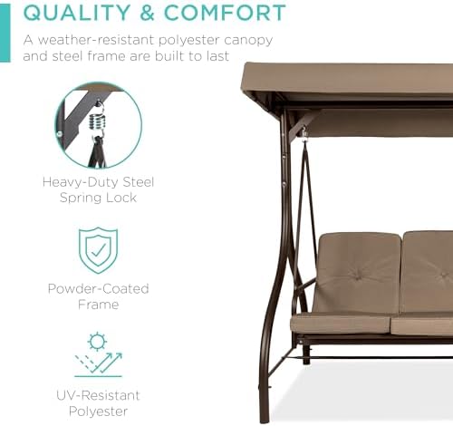 Best Choice Products 3-Seat Outdoor Large Converting Canopy Swing Glider - Image 3