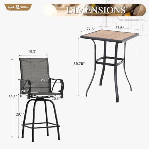 Sophia & William 5-Piece Bar Height Patio Set, Dark Grey - Image 7