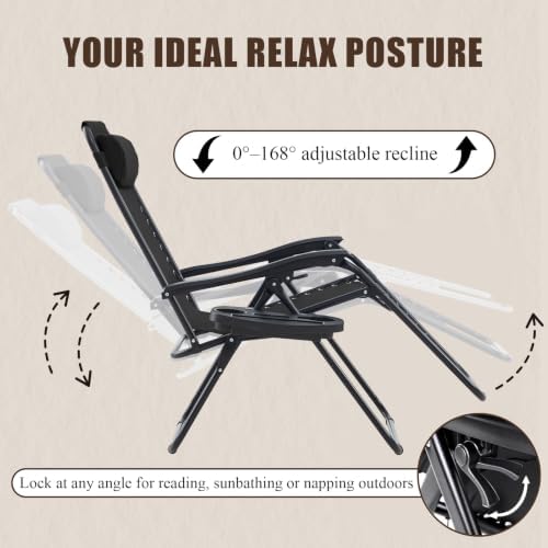 JEAREY Zero Gravity Chairs Set of 2, Patio Adjustable Recliners - Image 4