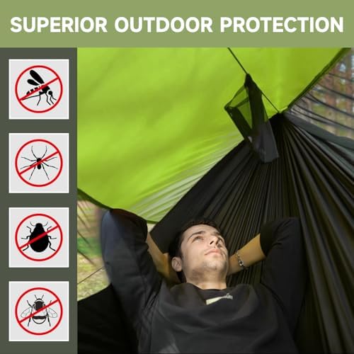 Camping Hammock with Mosquito Net, Sunshade and Ridge Rope, 2 Person - Image 5