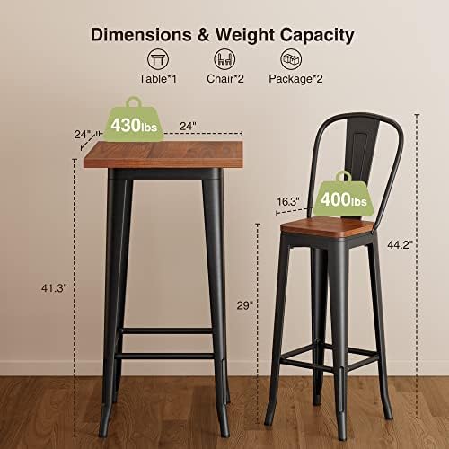 Aiho Bar Table and Chairs Set, Pub Table and Chairs Set of 2, - Image 2