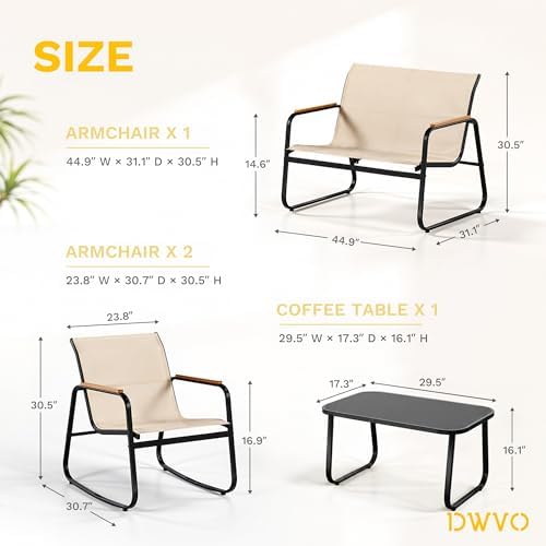 DWVO 4-Piece Rocking Patio Furniture Set, Textilene Conversation Set - Image 6