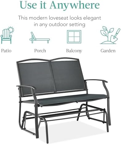 Best Choice Products 2-Person Outdoor Patio Swing Glider Steel Bench Loveseat - Image 4