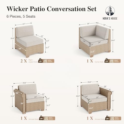 7-Piece Wicker Patio Sectional Set, Fire Pit Table - Image 2