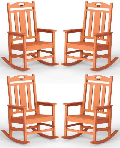 Oversized Outdoor Rocking Chairs Set of 4, 380lbs Heavy-Duty Large Patio Rocker by CIOKEA