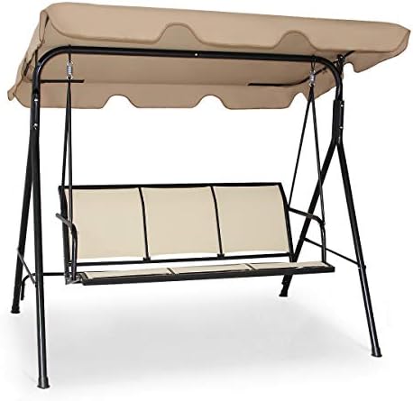 Tangkula 3 Person Patio Swing, Steel Frame by TANGKULA