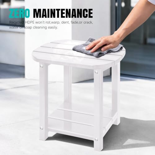 2-Tier Patio Side Table, Heavy Duty HDPE Outdoor End Table - Image 6