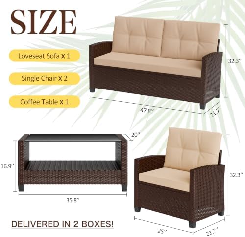 Shintenchi Patio Furniture Set, 4 Pieces Outdoor Conversation Set - Image 3