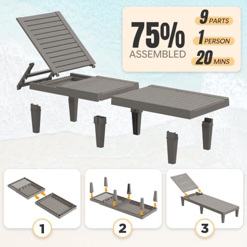 Outdoor Chaise Lounge Chair Set of 4 - Image 7