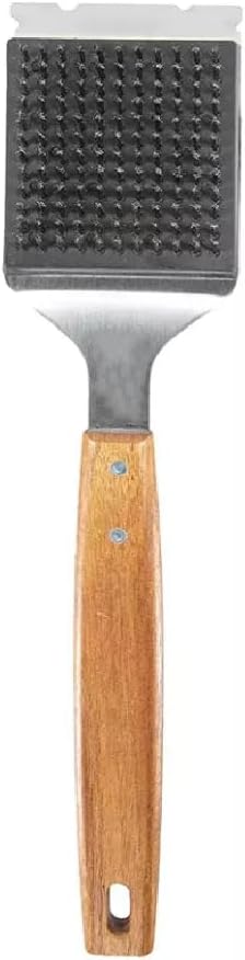 Barbecue Grill Brush and Stainless Steel Scraper Scraper Extended Large,Large Wooden Handle, Wire BBQ Grill Brush for Outdoor Grill - No Scratch- BBQ Grill Brush for Any Grill