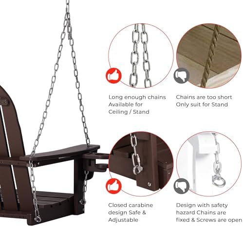 Savannah 4ft Outdoor HDPE Farmhouse Hanging Porch Swing - Image 6